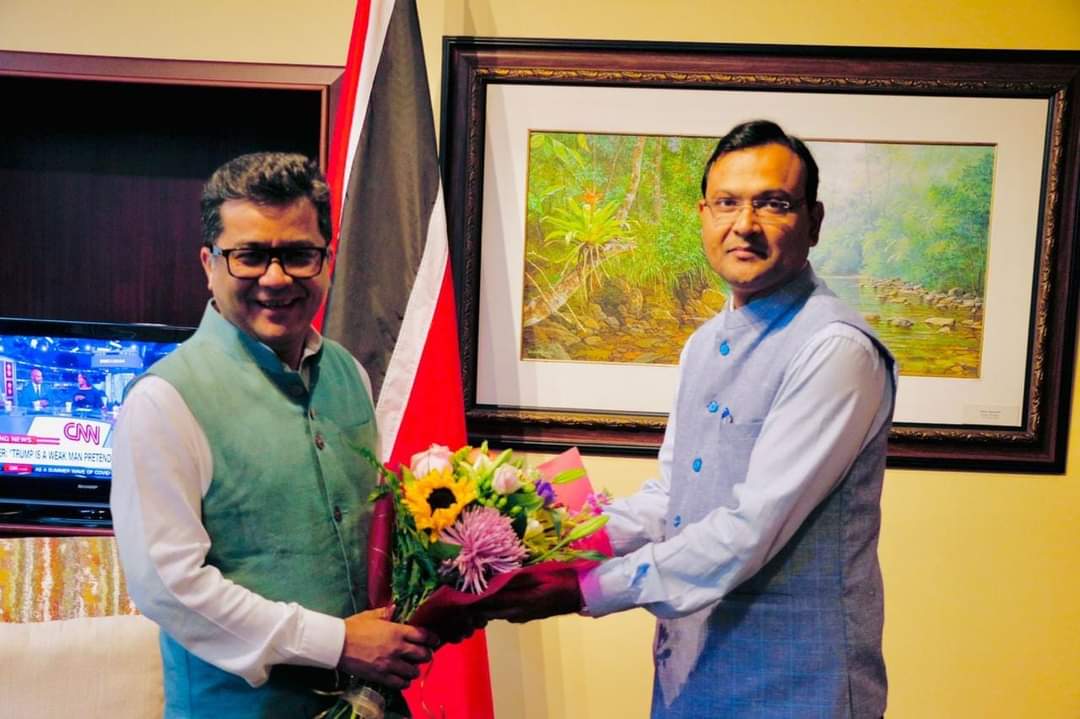 High Commissioner Dr. Pradeep Rajpurohit welcomes Shri Pabitra Margherita, Hon'ble Minister of State for External Affairs & Textiles, Govt of India to Trinidad & Tobago. 
